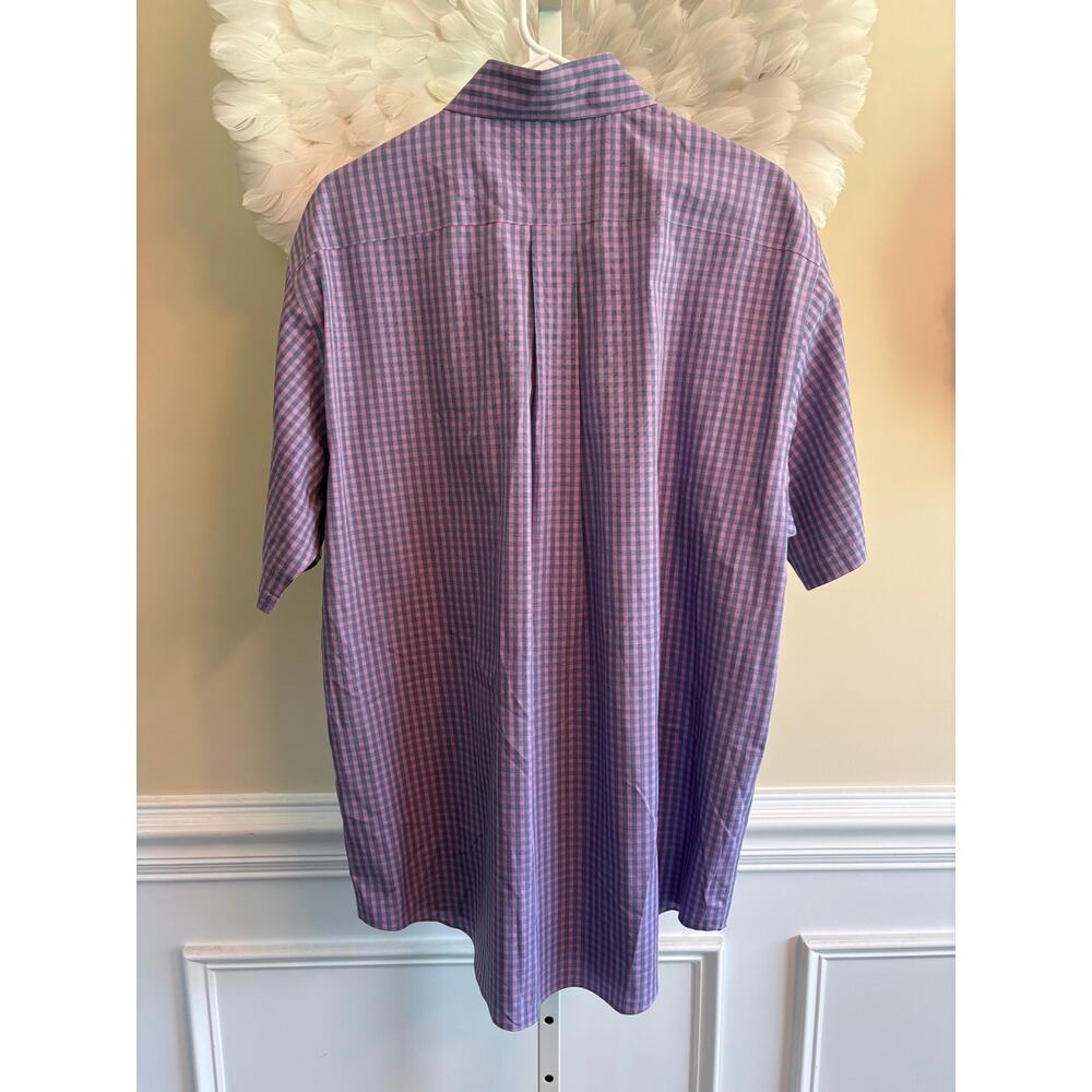 BROOKS BROTHERS 346 PURPLE CHECK SHORT SLEEVE BUTTON DOWN SHIRT SIZE L - Picture 3 of 3